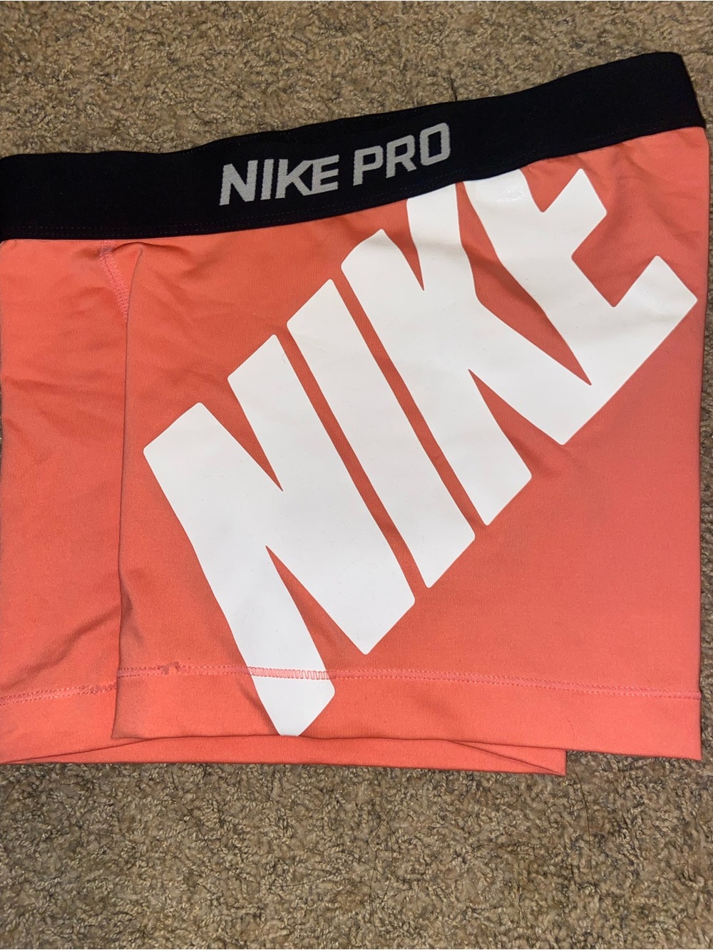 Nike Coral Athletic Pro Shorts with Black Waistband